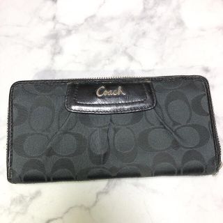 コーチ(COACH)のcoach長財布　シグネチャー　ブラック(財布)