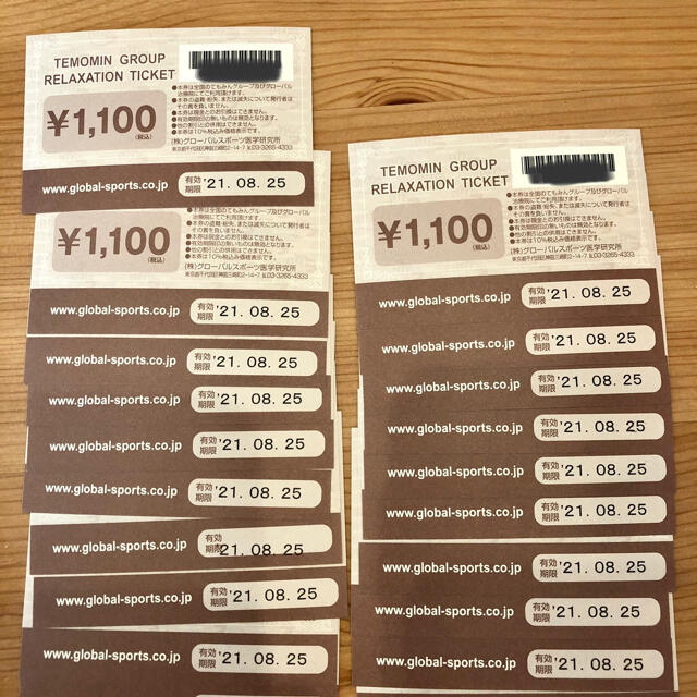 施設利用券てもみんチケット 20枚  22000円分