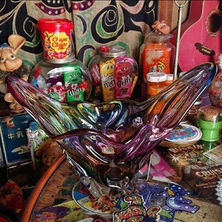 昭和レトロ KAMEI GLASS フラワーベース　花瓶(花瓶)