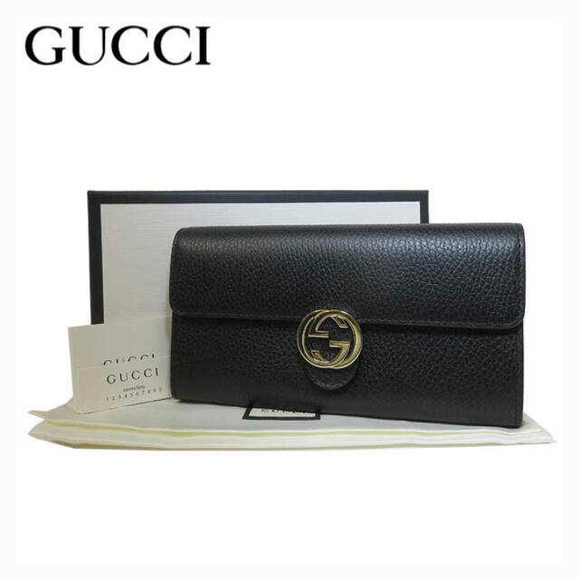 GUCCI 財布 レザー GGインターロッキング ウォッレット 長財布 正規