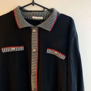 ビンテージ vintage 長袖ポロシャツ 千鳥柄(カットソー(長袖/七分))