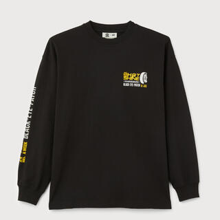 エイチアンドエム(H&M)のXL h&m black eye patch コラボ ロングTシャツ  ブラック(Tシャツ/カットソー(七分/長袖))