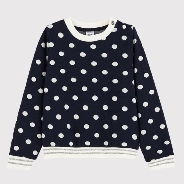 PETIT BATEAU(プチバトー)の新品 プチバトー 8ans 長袖 プルオーバー ジャガード ドット キッズ/ベビー/マタニティのキッズ服女の子用(90cm~)(ニット)の商品写真