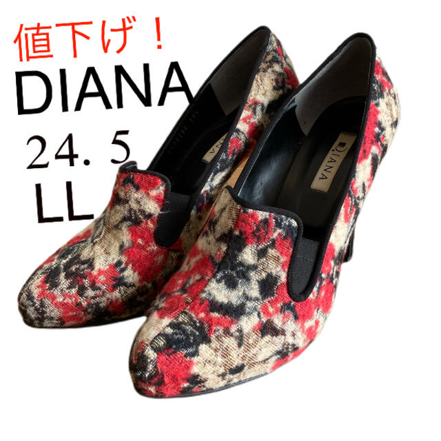 DIANA(ダイアナ)の【値下げ】DIANA ダイアナ パンプス 花柄 ヒール 24.5cm ＬＬサイズ レディースの靴/シューズ(ハイヒール/パンプス)の商品写真
