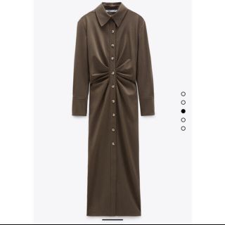 ザラ(ZARA)のzaraドレープ入りシャツワンピース(ロングワンピース/マキシワンピース)