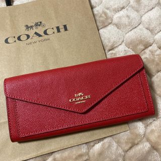 コーチ(COACH)のcoach コーチ　新品　正規品　長財布　赤　本革　被せ(財布)