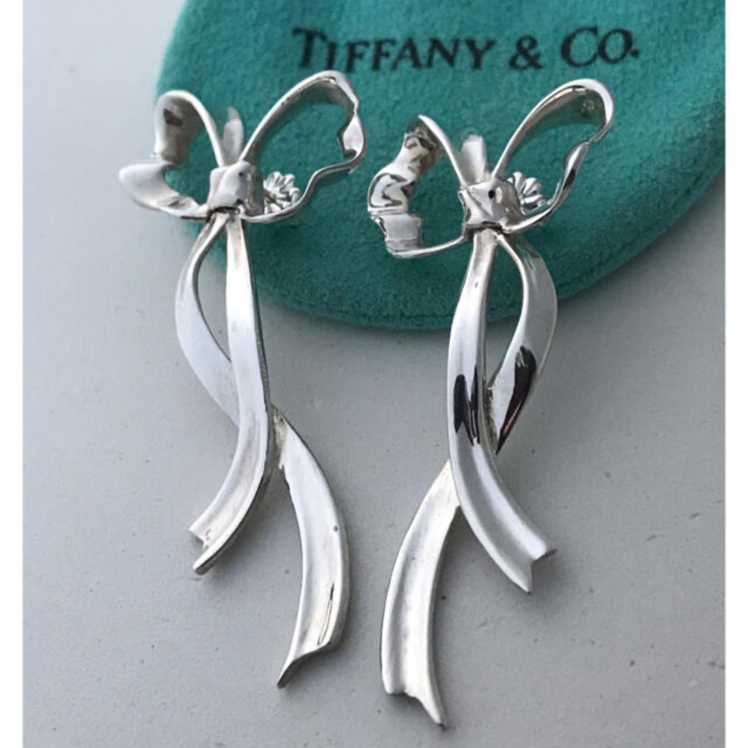 Tiffany & Co. - Tiffany ボリュームロングリボンピアス 希少の Tiffany & Co. - Tiffany ボリュームロングリボンピアス 希少の