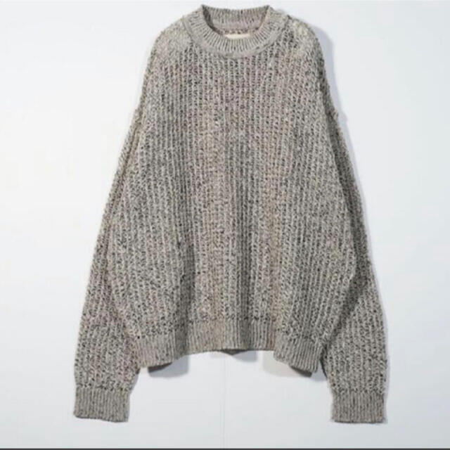 yoke LARGE MESHED CREW NECK RIB KNIT