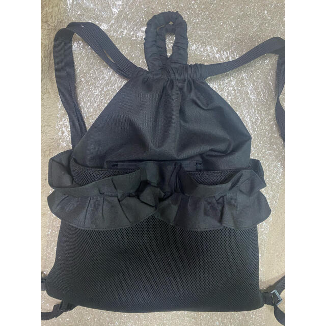 merry jenny(メリージェニー)のメリージェニー フリルリュック 巾着バッグ ブラック 量産女子　クロミちゃん レディースのバッグ(リュック/バックパック)の商品写真