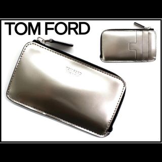 トムフォード(TOM FORD)のTOMFORD トムフォード メタリックシルバーレザーコイン＆カードケース(コインケース/小銭入れ)