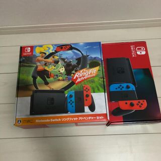 ニンテンドースイッチ(Nintendo Switch)の新型nintendo switch（ネオン、リングセット）計2台(家庭用ゲーム機本体)