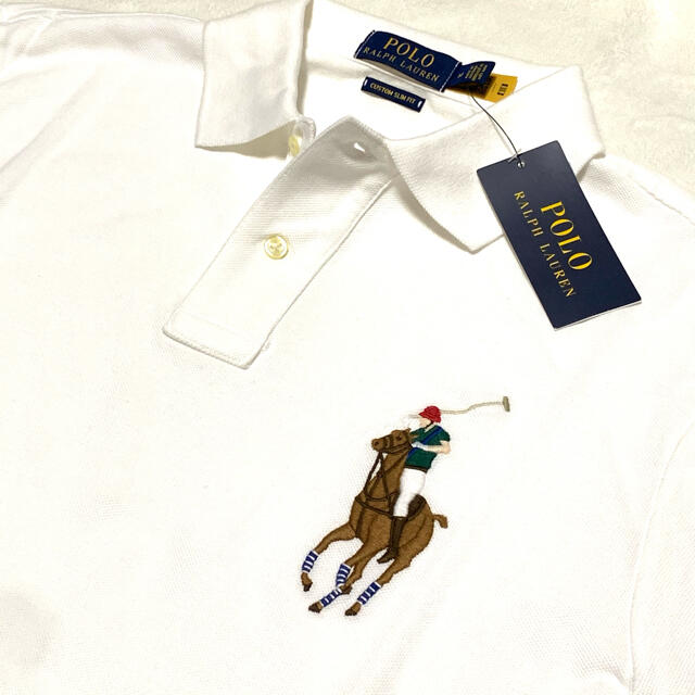 POLO RALPH LAUREN(ポロラルフローレン)の1点のみ☆メンズ M 新品 ビッグポニー×ナンバリング ポロシャツ / ホワイト メンズのトップス(ポロシャツ)の商品写真