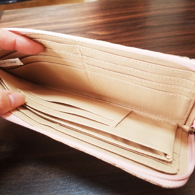 蛇 長財布 ピンク L字ファスナー レディースのファッション小物(財布)の商品写真