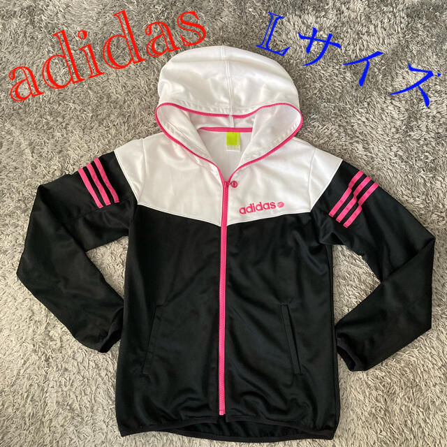 adidas(アディダス)のadidas アディダス ジャージ　黒白ピンク♡ レディースのトップス(パーカー)の商品写真