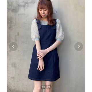 マジェスティックレゴン(MAJESTIC LEGON)の[MAJESTIC LEGON]バックレースアップジャンスカ[美品](ひざ丈ワンピース)