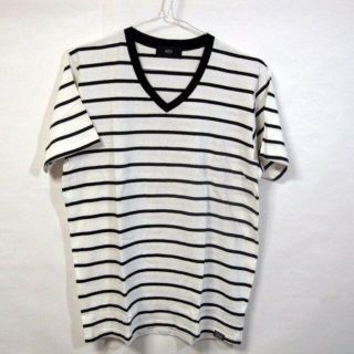 アズールバイマウジー(AZUL by moussy)の送料無料★AZUL★天竺ボーダーVネック半袖Tシャツ★Mサイズ(Tシャツ/カットソー(半袖/袖なし))