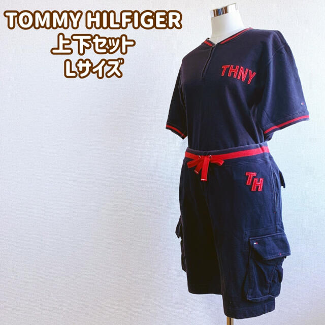 TOMMY HILFIGER(トミーヒルフィガー)の★古着★トミーヒルフィガー★上下セット★半袖★短パン★部屋着★Lサイズ★ メンズのトップス(Tシャツ/カットソー(半袖/袖なし))の商品写真