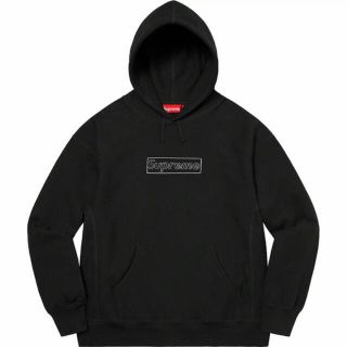 シュプリーム(Supreme)の黒 M Supreme kaws Chalk Logo hooded パーカー(パーカー)