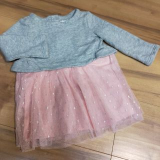 ベビーギャップ(babyGAP)のbabygapベビーギャップ80ワンピース美品シフォンスカートスウェット(ワンピース)