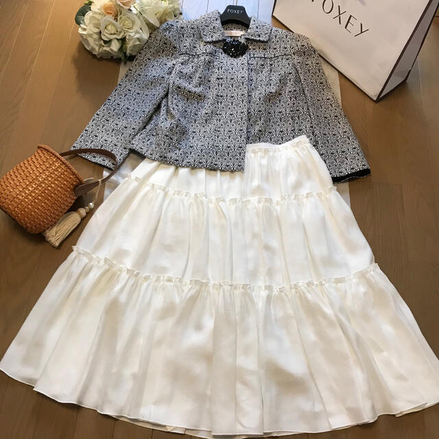 FOXEY "SARA SARA LINEN TIERD SKIRT"紙タグ新同