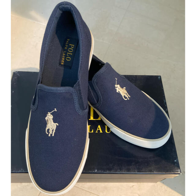 POLO RALPH LAUREN(ポロラルフローレン)の新品 polo Ralph Laurenスリッポンネイビー24cm レディースの靴/シューズ(スニーカー)の商品写真