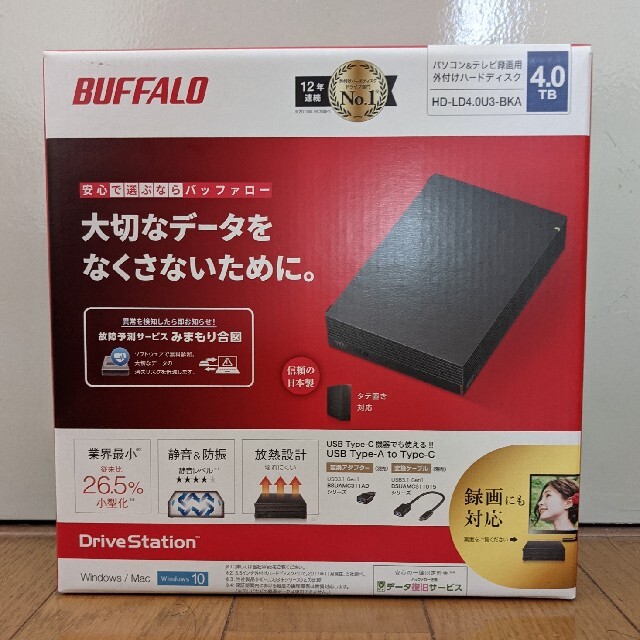 バッファロー　4K対応　HD-LD4.0U3-BK外付けHDD(新品)