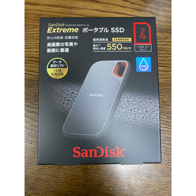 【新品】サンディスク エクストリーム　SSD 2TBPC/タブレット