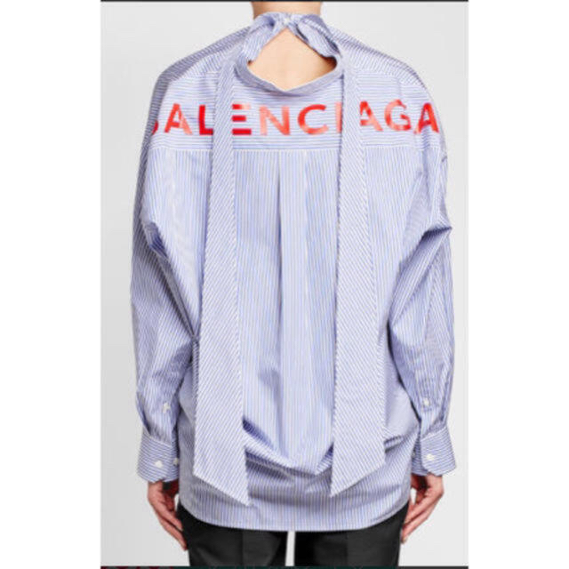 ストライプ Balenciaga 【正規品】バレンシアガ 【正規品】 激安ランキング ストライプ 日本人気超絶 ボウタイシャツ 34 美品