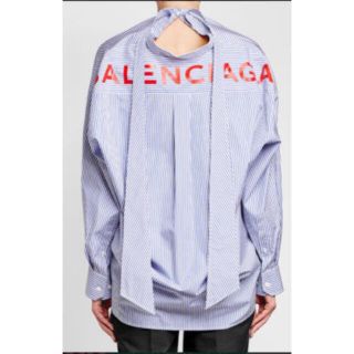 バレンシアガ(Balenciaga)の【正規品】バレンシアガ　ストライプ　ボウタイシャツ　34 美品　(シャツ/ブラウス(長袖/七分))