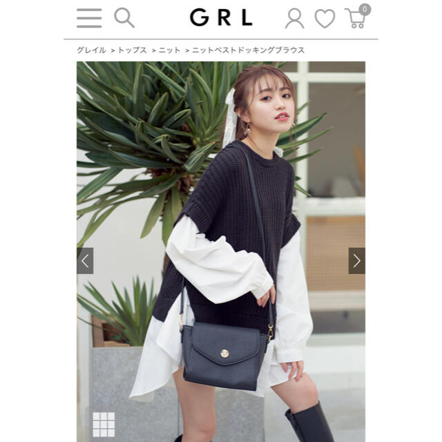 GRL(グレイル)の美品 GRL グレイル ニットベストドッキングブラウス M レディースのトップス(シャツ/ブラウス(長袖/七分))の商品写真