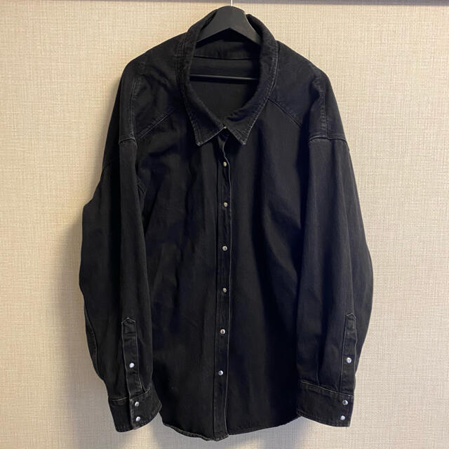 66cm袖丈Balenciaga 17SS ピンチドカラーデニムシャツ 購入金額約16万円