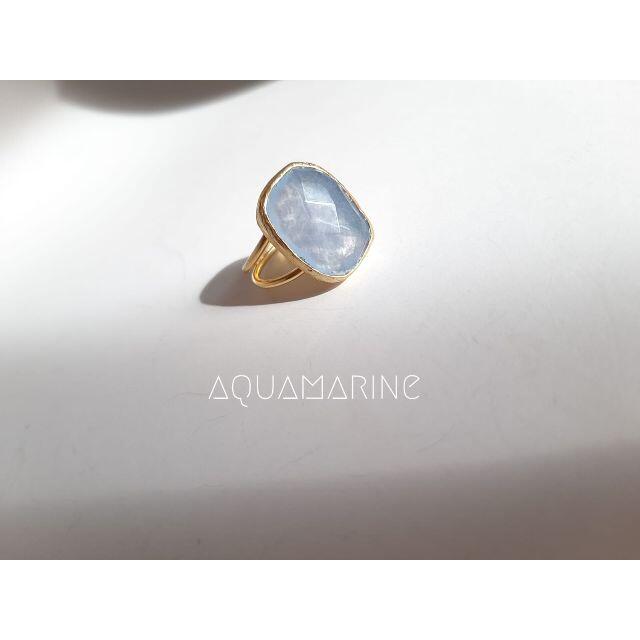 『3月誕生石Aquamarine』の世界でひとつの天然石リングアクセサリー