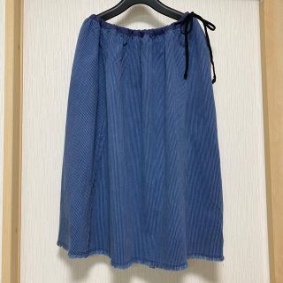 ネストローブ(nest Robe)のネストローブ　リネン素材　ウエストリボン付きフレアースカート(ひざ丈スカート)