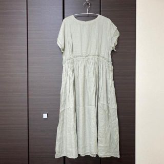 ネストローブ(nest Robe)のネストローブ　リネンフリルギャザードレス　美品！(ロングワンピース/マキシワンピース)