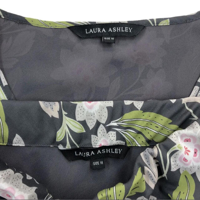 LAURA ASHLEY(ローラアシュレイ)の美品！LAURA ASHLEY 花柄 トップス/スカート セットアップ(11号) レディースのトップス(シャツ/ブラウス(半袖/袖なし))の商品写真