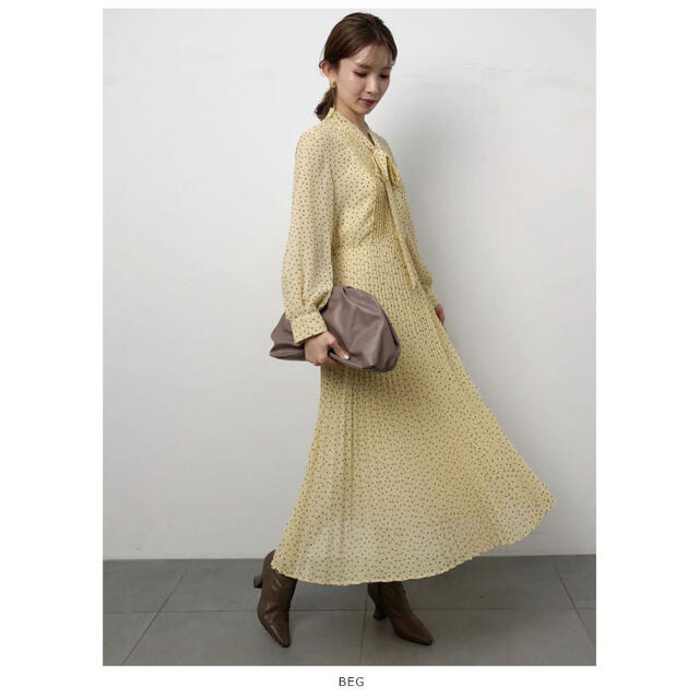 美品】SNIDEL✾ボウタイドットシアーワンピース - ひざ丈ワンピース