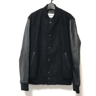 ユナイテッドアローズ(UNITED ARROWS)の定3.5万　モンキータイム  袖羊革メルトンウールスタジャンLブラック(スタジャン)