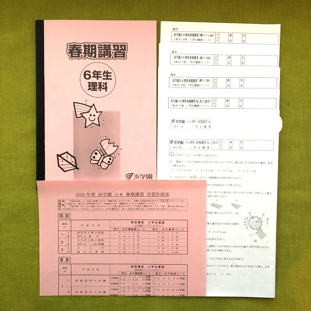 浜学園 小6 春期講習 2022年度 M灘コース テキストと復習テスト他 原本