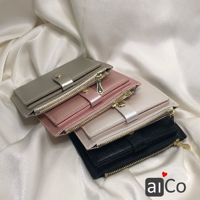 aiCo 財布レディース二つ折り コンパクト 軽いWP05‐ホワイト レディースのファッション小物(財布)の商品写真