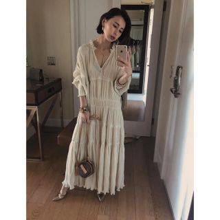 アメリヴィンテージ(Ameri VINTAGE)のアメリヴィンテージシャーリングワンピ　shirring pleats dress(ロングワンピース/マキシワンピース)