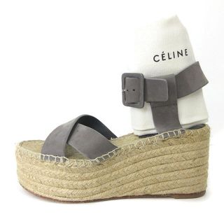 セリーヌ(celine)のセリーヌ CELINE サンダル エスパドリーユ ストラップ レザー グレー(サンダル)