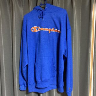 チャンピオン(Champion)の【激レア】champion ロゴ刺繍ビックパーカー　ブルー(パーカー)