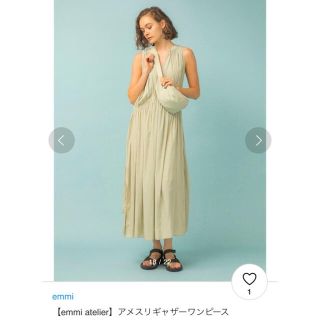 エミアトリエ(emmi atelier)の【emmi atelier】アメスリギャザーワンピース ライム 試着のみ美品(ロングワンピース/マキシワンピース)