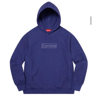 シュプリーム(Supreme)のKAWS Chalk Logo Hooded sweatshirt ☆ NAVY(パーカー)