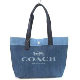 コーチ(COACH)のコーチ COACH トートバッグ ショルダー デニム キャンバス 切替 ロゴ 馬(トートバッグ)