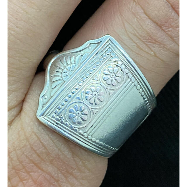 アンティーク スプーンリング 17号 調節可 アメリカ 総柄 民族 1610 メンズのアクセサリー(リング(指輪))の商品写真