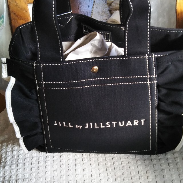 JILL by JILLSTUART(ジルバイジルスチュアート)のフリルキャンバストートブラック小さいサイズ新品未使用 レディースのバッグ(トートバッグ)の商品写真