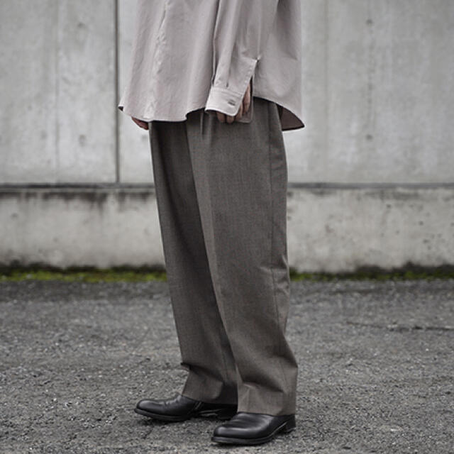 AURALEE BLUEFACED WOOLCHECK WIDE SLACKS - スラックス