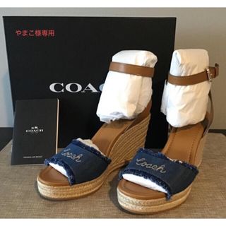 コーチ(COACH)の【COACH】ウェッジソール　デニム　サンダル　US7.0 ＜1点限り＞(サンダル)