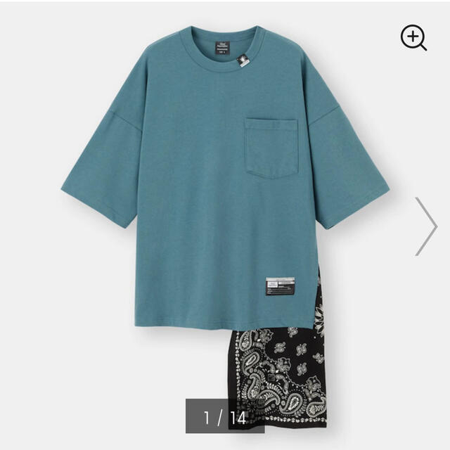 GU(ジーユー)のGU ミハラヤスヒロ フハクコンビネーションT(5分袖)Mサイズ　BLUE メンズのトップス(Tシャツ/カットソー(半袖/袖なし))の商品写真